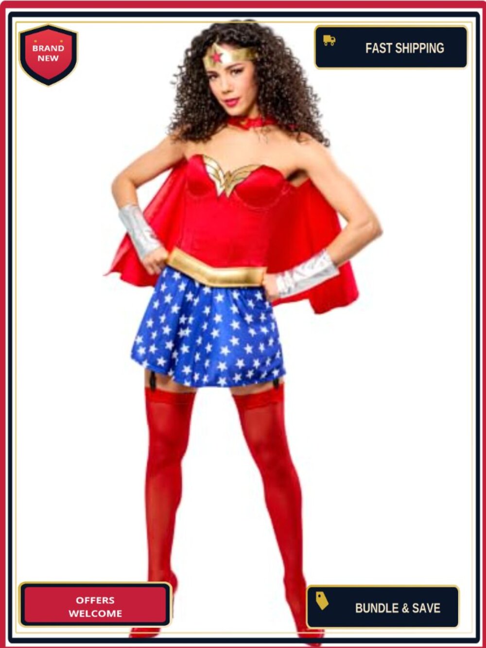 DC Comics Wonder Woman Adult Costume Corset Skirt Cape Large